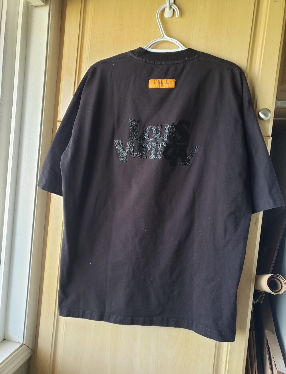 Men's 100% Cotton Black Short-Sleeve Logo Tee with Orange Tab